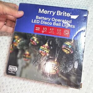 MERRY BRITE SET OF BATTERY OPERATED DISCO BALL STRING  LIGHTS